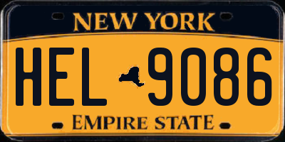 NY license plate HEL9086