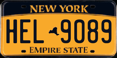 NY license plate HEL9089
