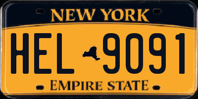 NY license plate HEL9091
