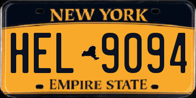 NY license plate HEL9094