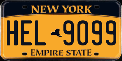 NY license plate HEL9099
