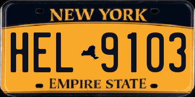 NY license plate HEL9103