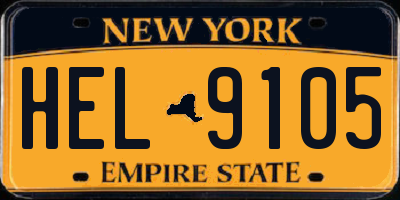 NY license plate HEL9105