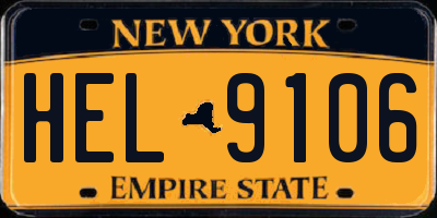 NY license plate HEL9106