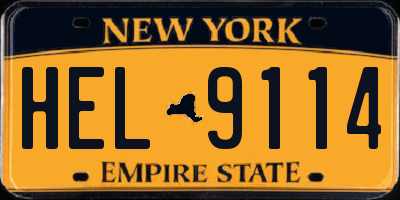NY license plate HEL9114