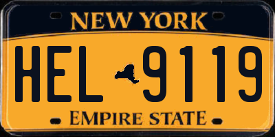 NY license plate HEL9119