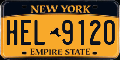 NY license plate HEL9120