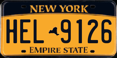 NY license plate HEL9126