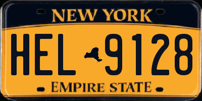NY license plate HEL9128