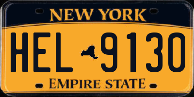 NY license plate HEL9130