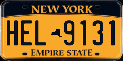 NY license plate HEL9131
