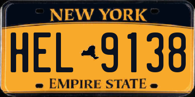 NY license plate HEL9138