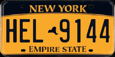 NY license plate HEL9144