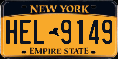NY license plate HEL9149