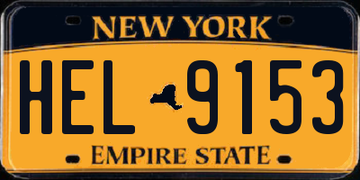 NY license plate HEL9153