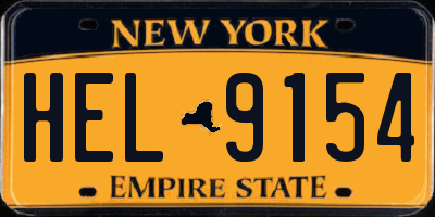NY license plate HEL9154