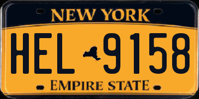 NY license plate HEL9158