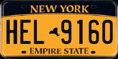 NY license plate HEL9160
