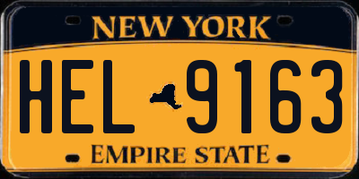NY license plate HEL9163