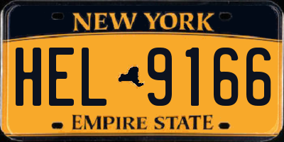 NY license plate HEL9166
