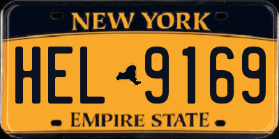 NY license plate HEL9169