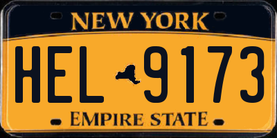 NY license plate HEL9173