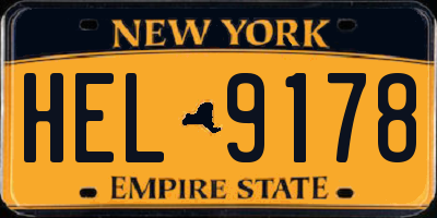 NY license plate HEL9178