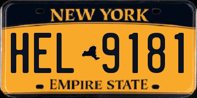 NY license plate HEL9181