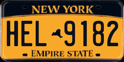 NY license plate HEL9182