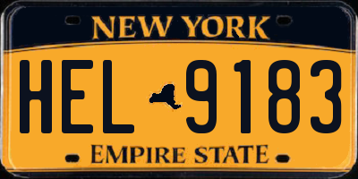 NY license plate HEL9183