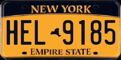 NY license plate HEL9185