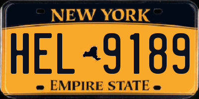 NY license plate HEL9189
