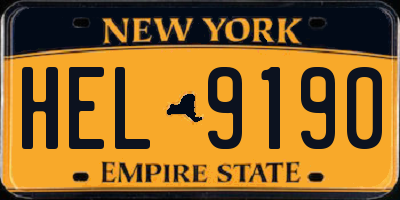NY license plate HEL9190