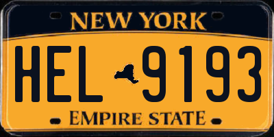 NY license plate HEL9193