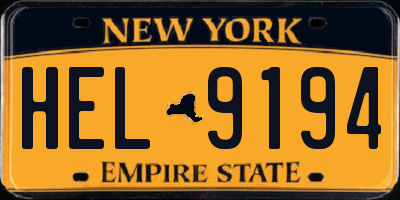 NY license plate HEL9194
