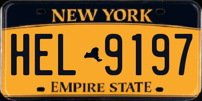 NY license plate HEL9197