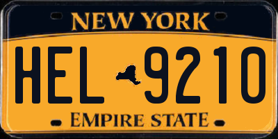 NY license plate HEL9210