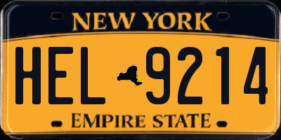 NY license plate HEL9214