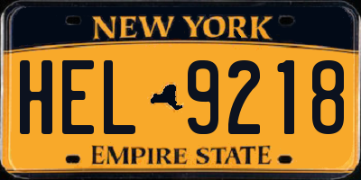 NY license plate HEL9218