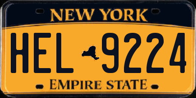 NY license plate HEL9224