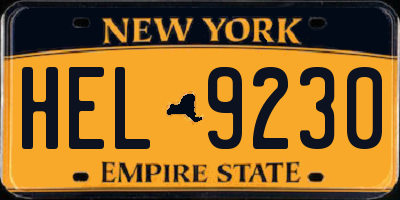 NY license plate HEL9230