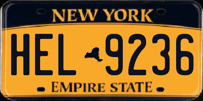 NY license plate HEL9236