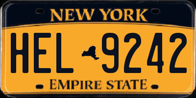 NY license plate HEL9242