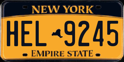 NY license plate HEL9245