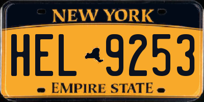 NY license plate HEL9253