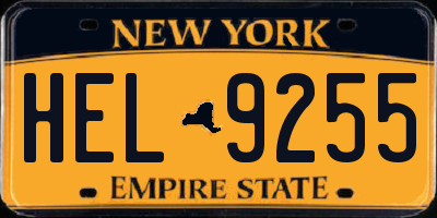 NY license plate HEL9255