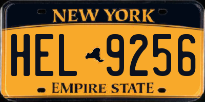 NY license plate HEL9256