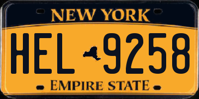 NY license plate HEL9258