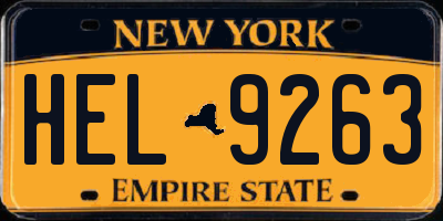 NY license plate HEL9263