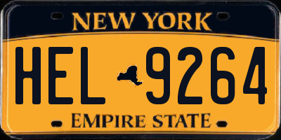 NY license plate HEL9264
